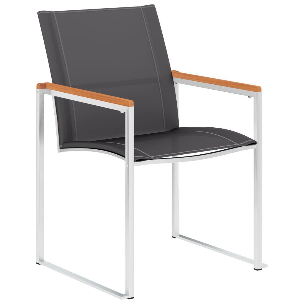 Garden Chairs 4 Pcs Textilene And Stainless Steel Grey