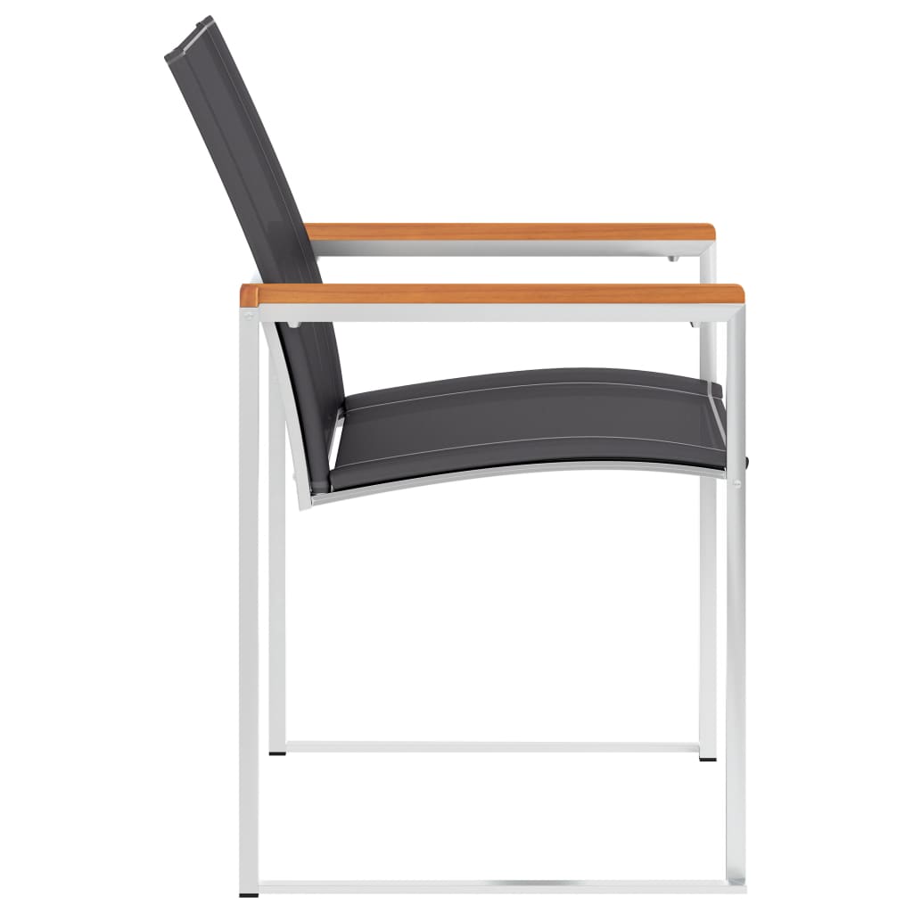 Garden Chairs 4 Pcs Textilene And Stainless Steel Grey