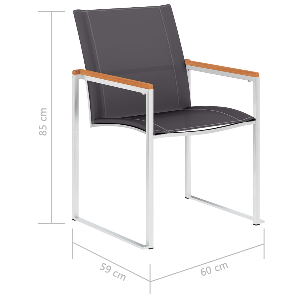 Garden Chairs 4 Pcs Textilene And Stainless Steel Grey