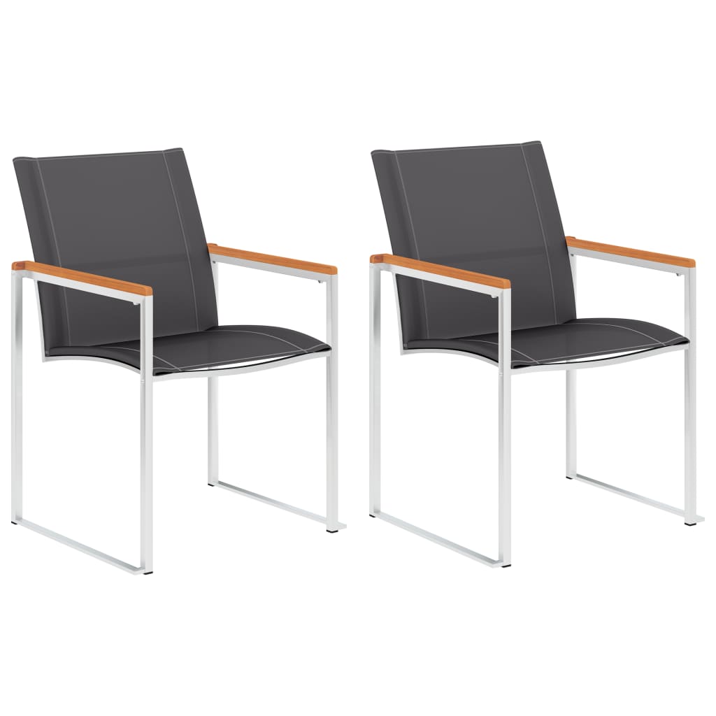 Garden Chairs 4 Pcs Textilene And Stainless Steel Grey