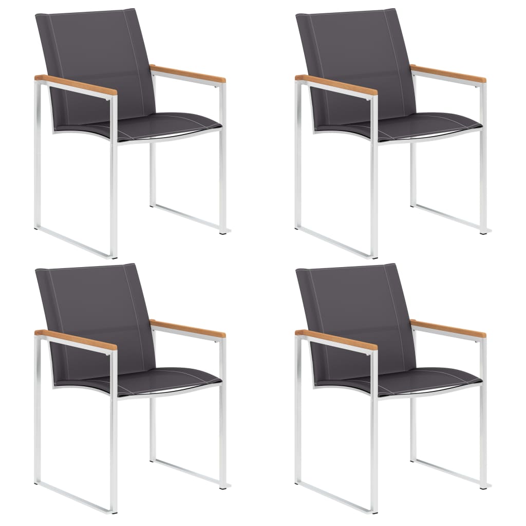 Garden Chairs 4 Pcs Textilene And Stainless Steel Grey