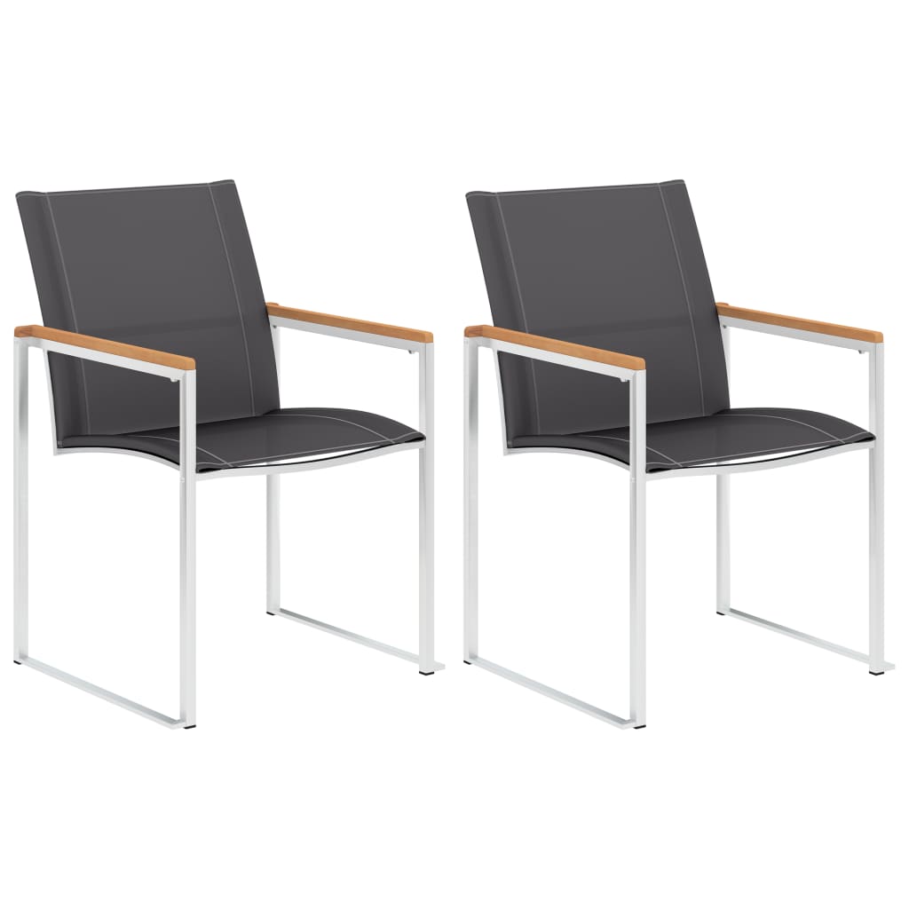 Garden Chairs 4 Pcs Textilene And Stainless Steel Grey
