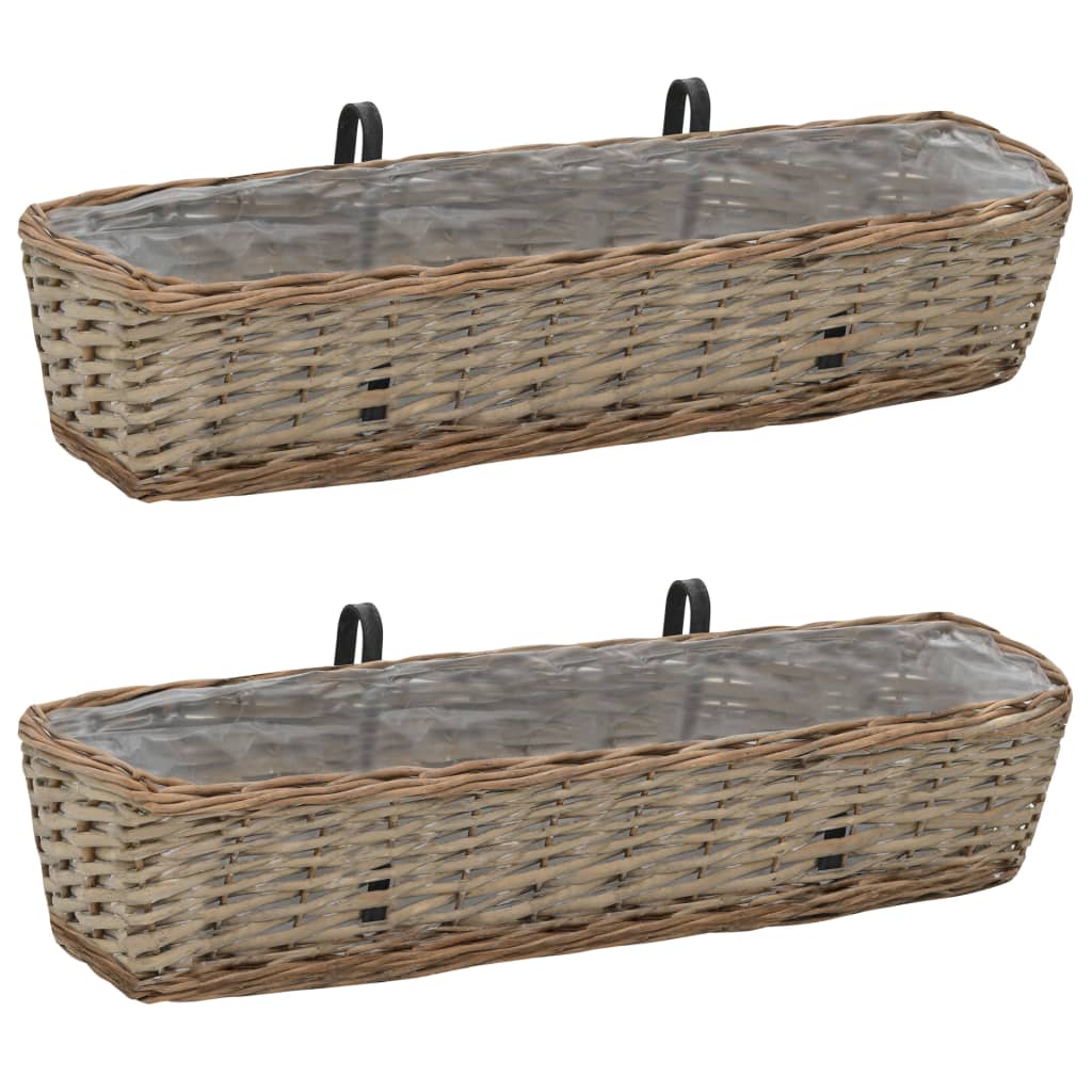 Balcony Planter 2 Pcs Wicker With Pe Lining 60 Cm