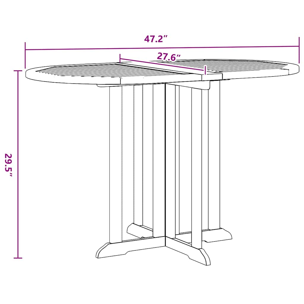 Outdoor Table Folding Butterfly Garden Solid Wood Teak 120 x 70 x 75 cm Foldable