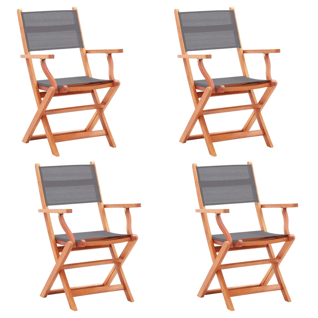 Folding Garden Chairs 2 Pcs Solid Eucalyptus Wood And Textilene