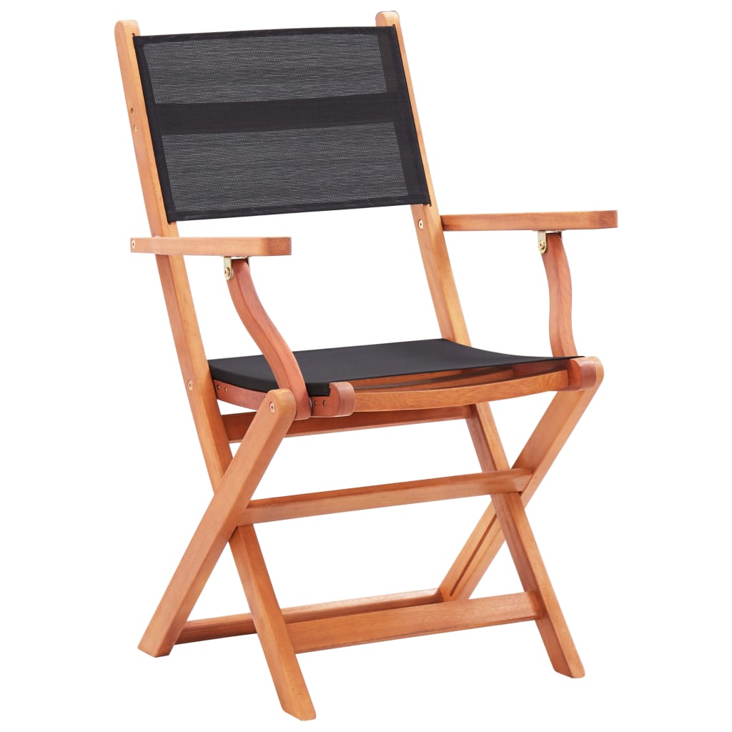 Folding Garden Chairs 2 Pcs Solid Eucalyptus Wood And Textilene
