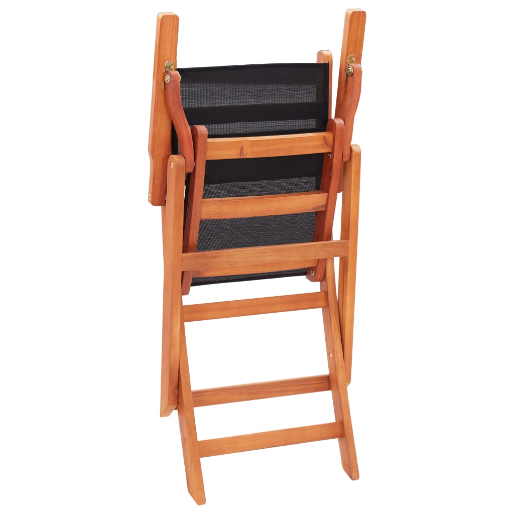 Folding Garden Chairs 2 Pcs Solid Eucalyptus Wood And Textilene