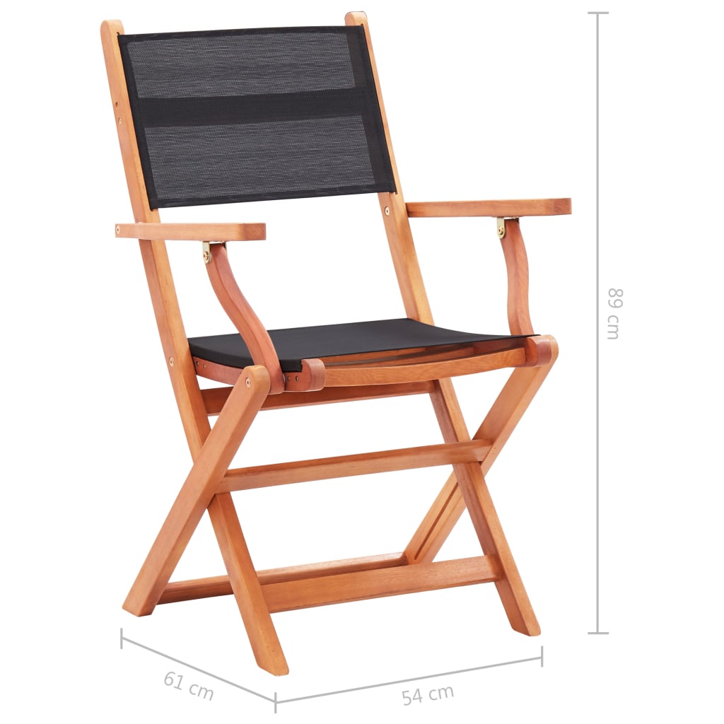 Folding Garden Chairs 2 Pcs Solid Eucalyptus Wood And Textilene