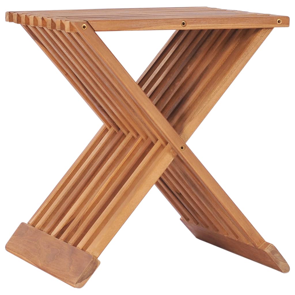 Folding Stool 40X32X45 Cm Solid Teak Wood