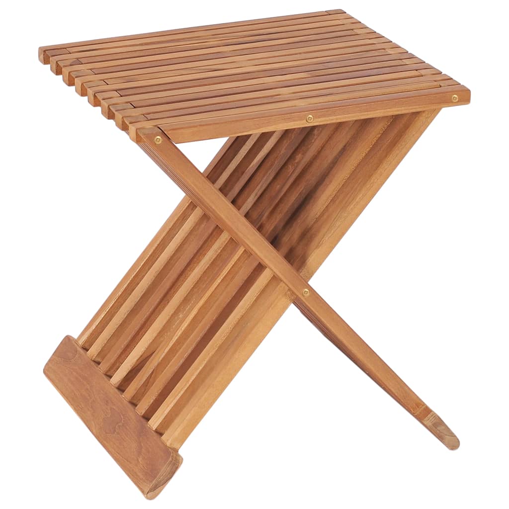 Folding Stool 40X32X45 Cm Solid Teak Wood