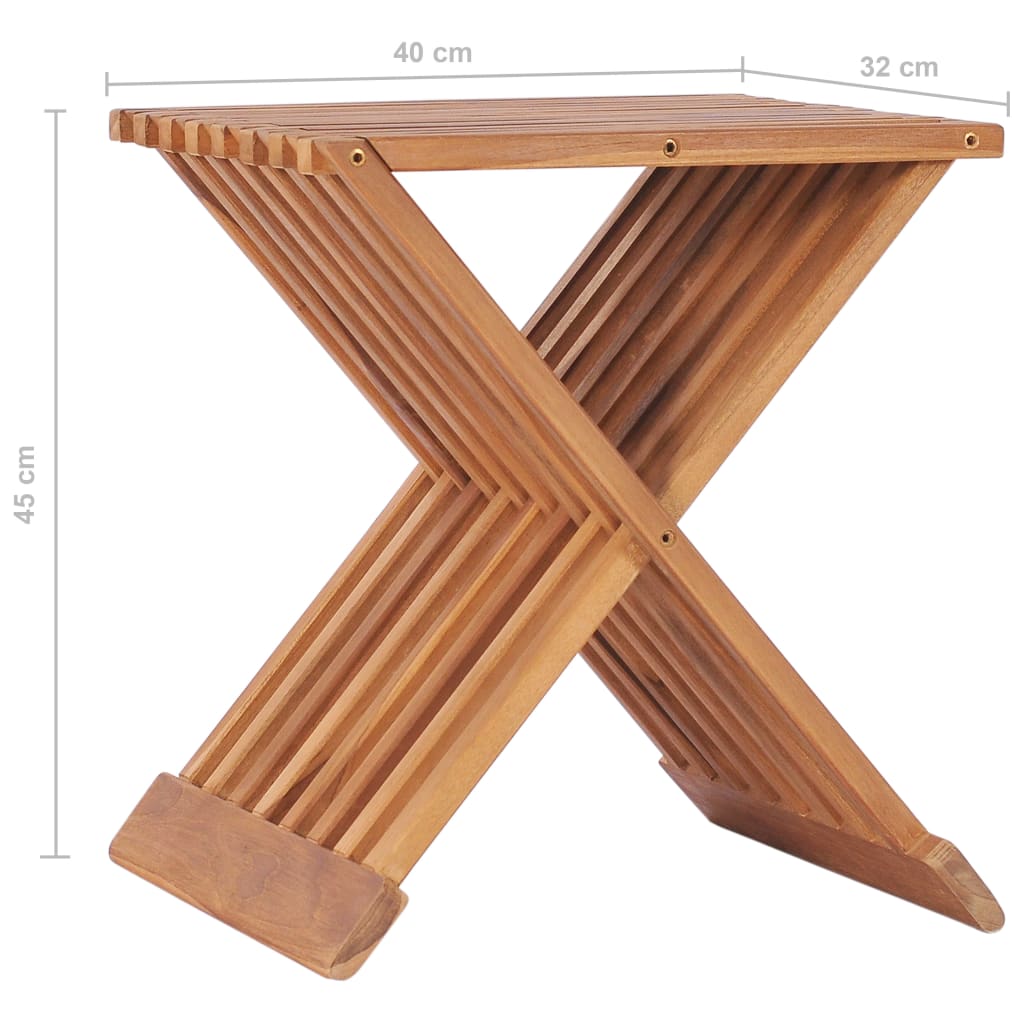 Folding Stool 40X32X45 Cm Solid Teak Wood