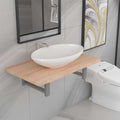 Bathroom Furniture Set 2 Piece Ceramic Basin Oak Vanity Storage Cabinet Grey LED