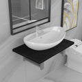 Two Piece Bathroom Furniture Set Ceramic Oak