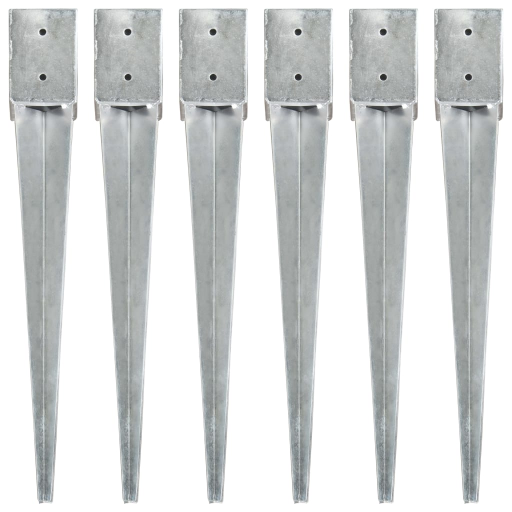Ground Spikes 2 Pcs Silver Galvanised Steel