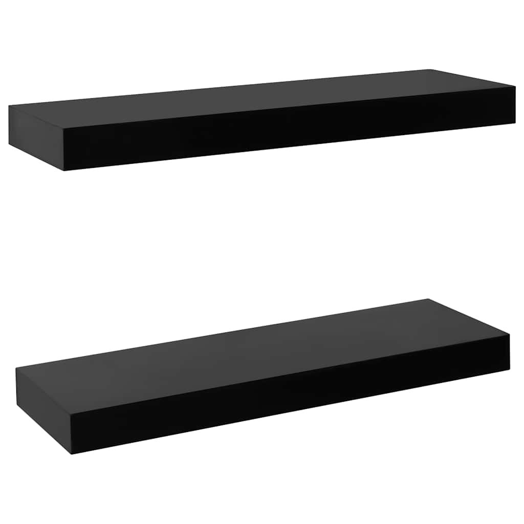 Wall Shelf Set Of 2 Black Floating Shelves Display Storage Shelving Unit Modern