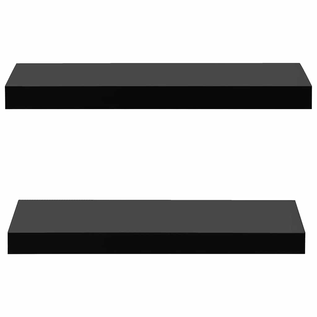 Wall Shelf Set of 2 Black Floating Shelves Display Storage Shelving Unit Modern