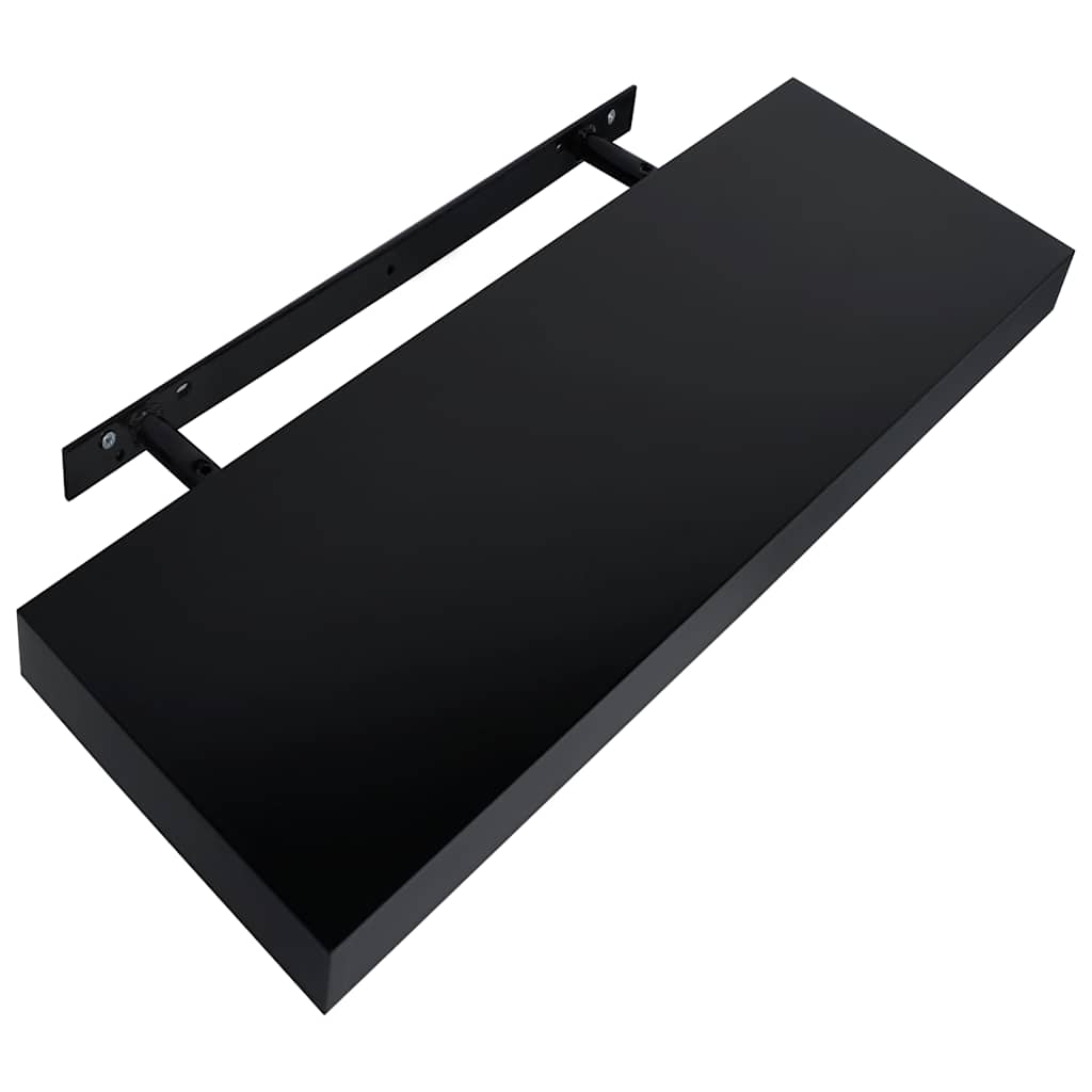 Wall Shelf Set Of 2 Black Floating Shelves Display Storage Shelving Unit Modern