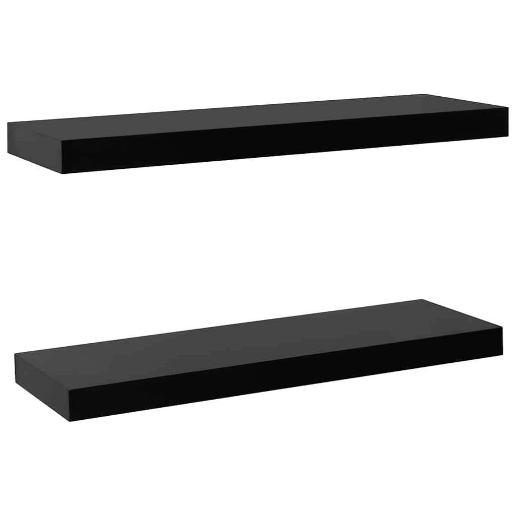Wall Shelf Set of 2 Black Floating Shelves Display Storage Shelving Unit Modern