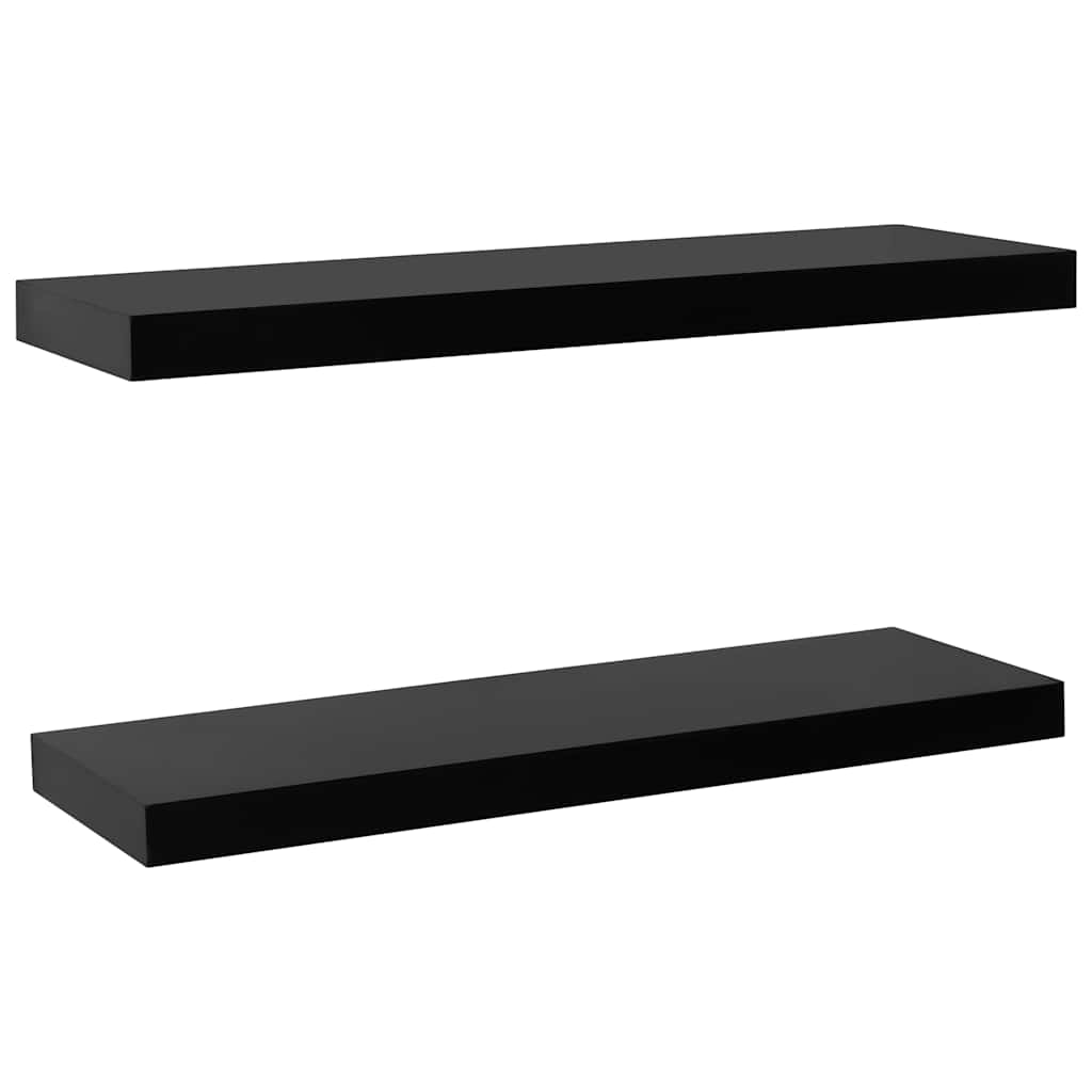 Wall Shelf Set Of 2 Black Floating Shelves Display Storage Shelving Unit Modern