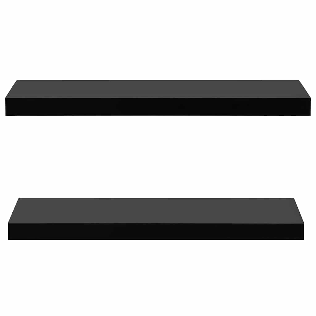 Wall Shelf Set Of 2 Black Floating Shelves Display Storage Shelving Unit Modern