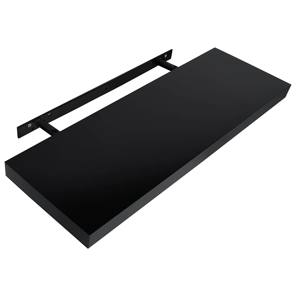 Wall Shelf Set Of 2 Black Floating Shelves Display Storage Shelving Unit Modern