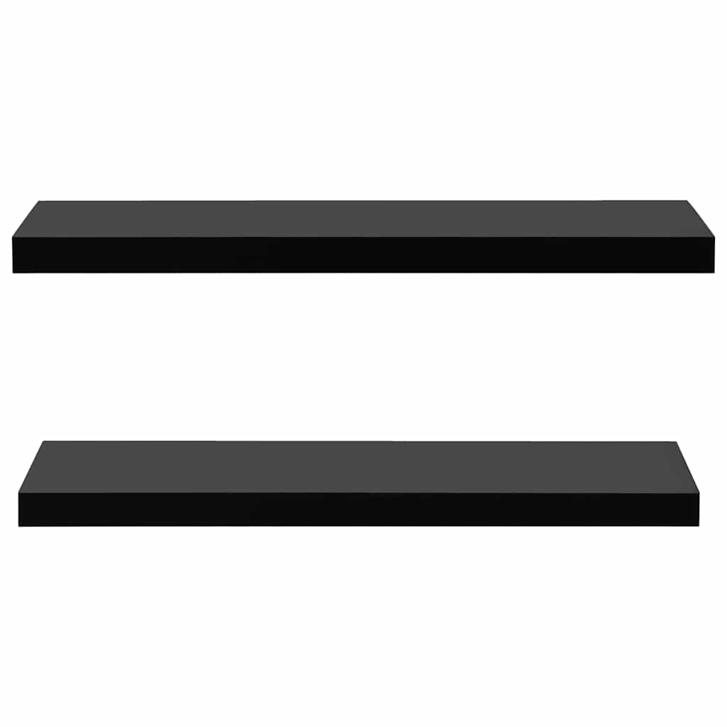 Wall Shelf Set Of 2 Black Floating Shelves Display Storage Shelving Unit Modern
