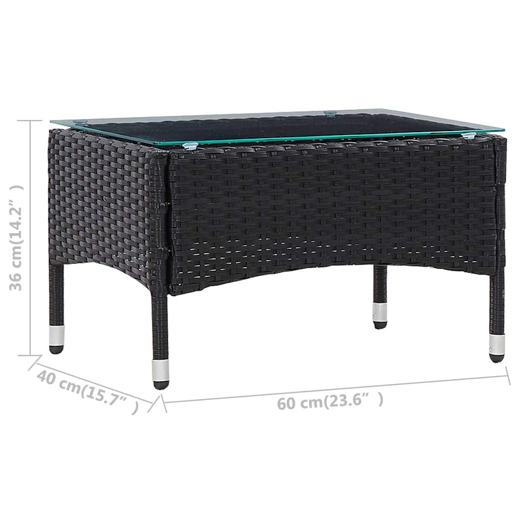 Outdoor Table Coffee 60X40X36 Cm Poly Rattan brown grey black PE rattan glass 60