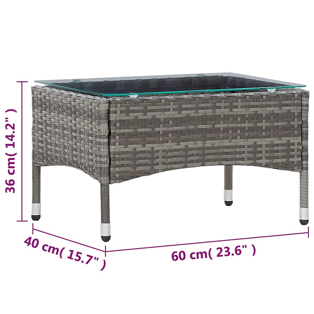 Outdoor Table Coffee 60X40X36 Cm Poly Rattan brown grey black PE rattan glass 60