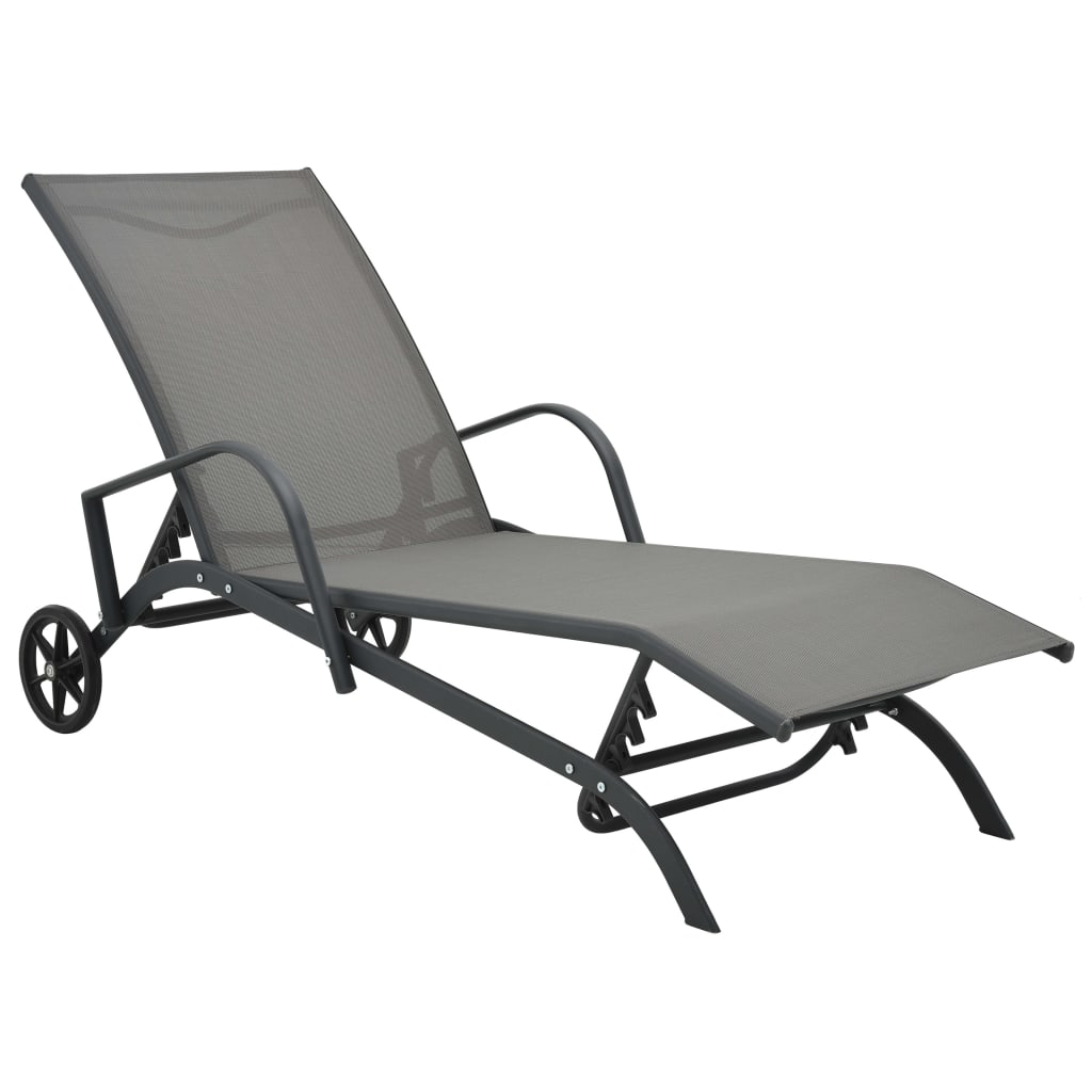 Sun Loungers 2 Pcs With Table Textilene And Steel
