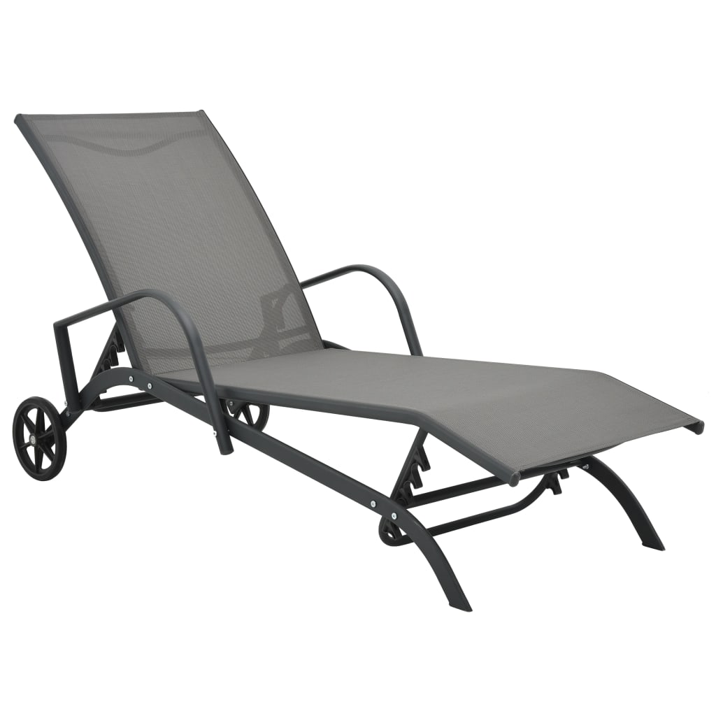 Sun Loungers 2 Pcs With Table Textilene And Steel