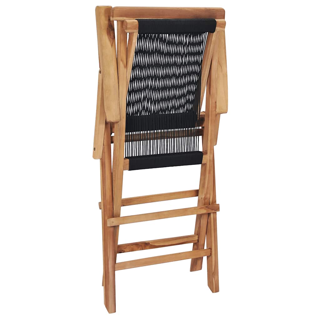 Outdoor Chair Folding Garden Chairs Set of 2 Solid Teak Wood Rope Patio Seats wi