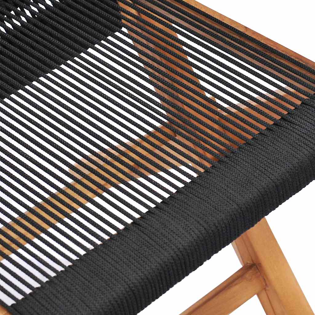 Outdoor Chair Folding Garden Chairs Set of 2 Solid Teak Wood Rope Patio Seats wi