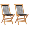 Folding Garden Chairs 2 Pcs Solid Teak Wood And Rope