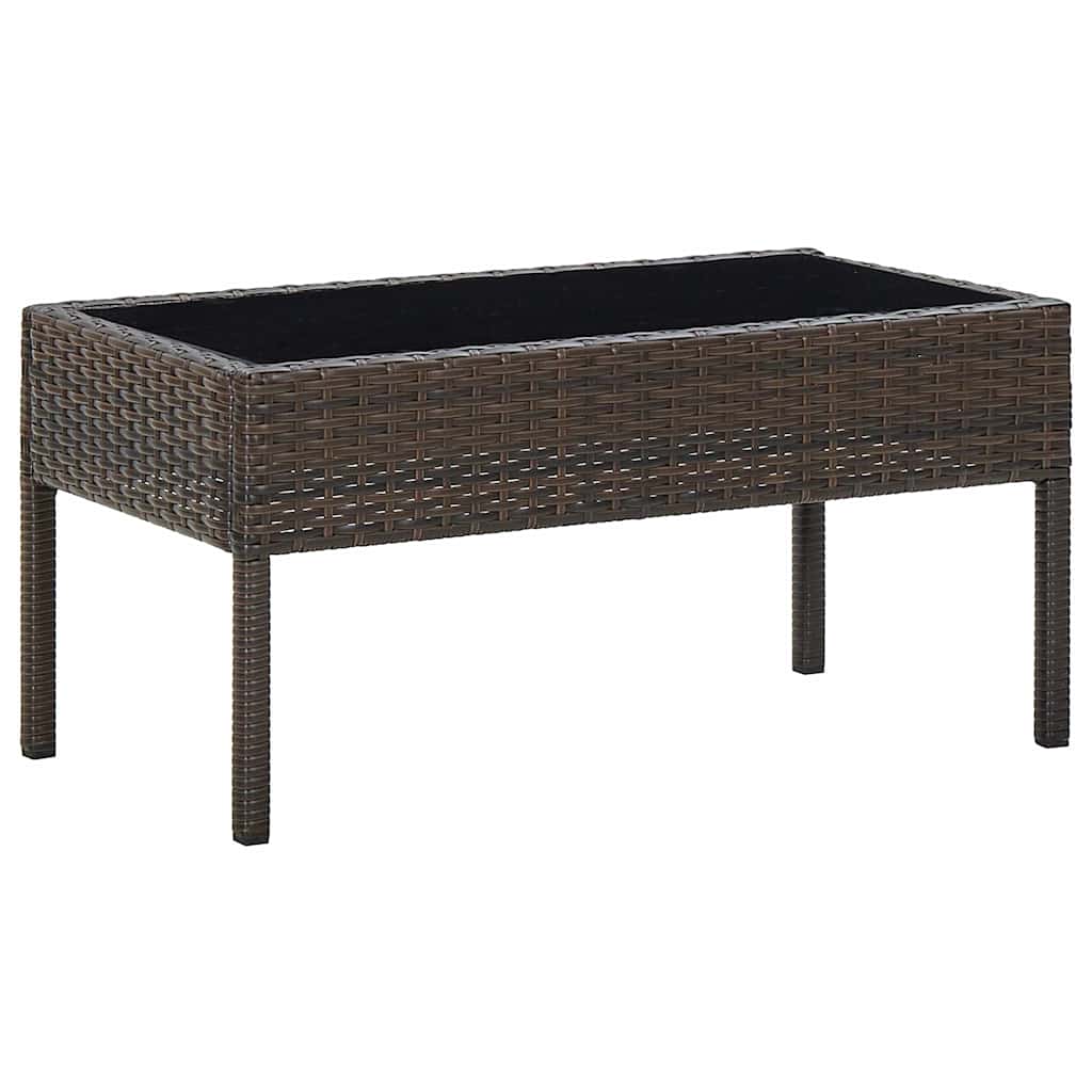 Outdoor Table Garden 75X40X37 Cm Poly Rattan brown grey black PE rattan steel 75