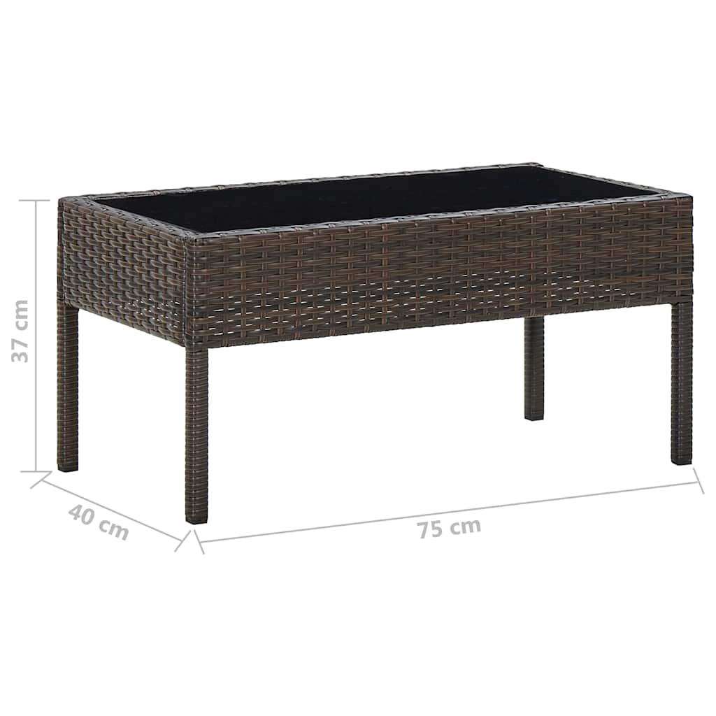 Outdoor Table Garden 75X40X37 Cm Poly Rattan brown grey black PE rattan steel 75