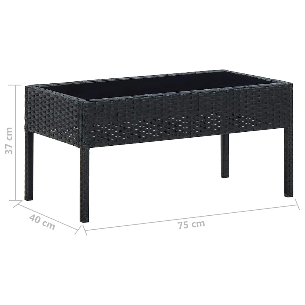 Outdoor Table Garden 75X40X37 Cm Poly Rattan brown grey black PE rattan steel 75