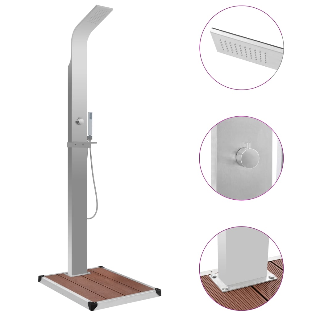 Outdoor Shower With Tray Wpc Stainless Steel