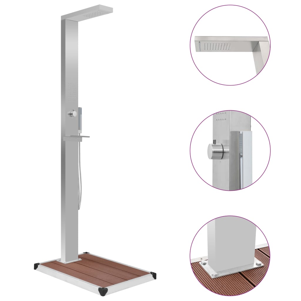 Outdoor Shower With Tray Wpc Stainless Steel