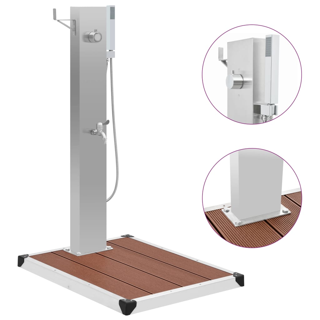Outdoor Shower With Tray Wpc Stainless Steel