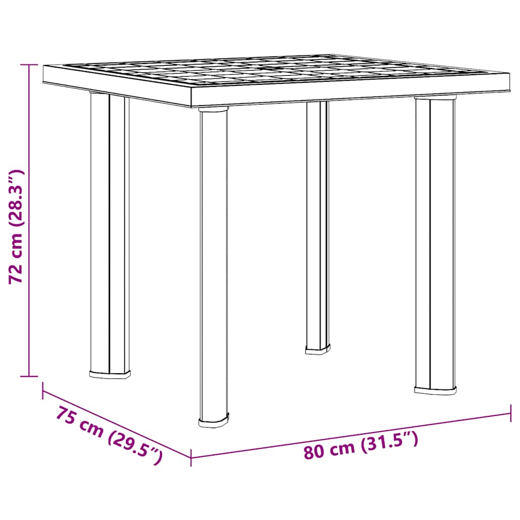 Garden Table 80X75X72 Cm Plastic