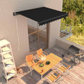 Awning 5X3M Manual Retractable Patio Cream Sun Shade Canopy Aluminium Frame Blue