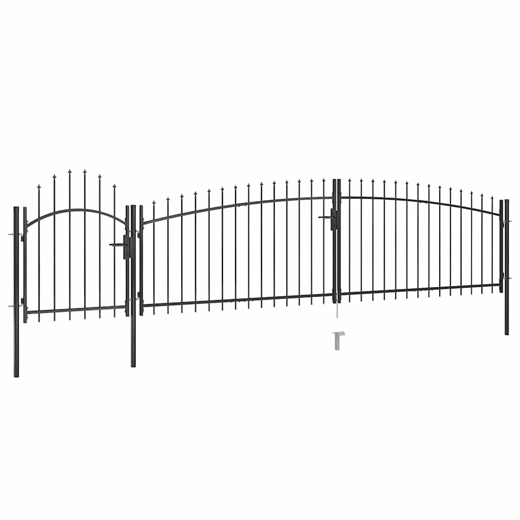 Garden Gate Black Double 5m Steel Driveway Fence Lockable Arched Woerden 5 x 2 m