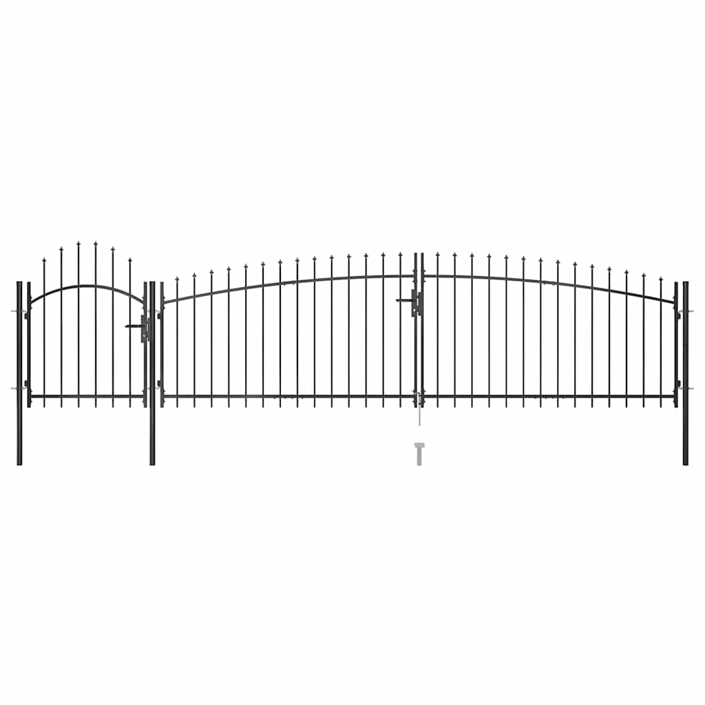 Garden Gate Black Double 5m Steel Driveway Fence Lockable Arched Woerden 5 x 2 m