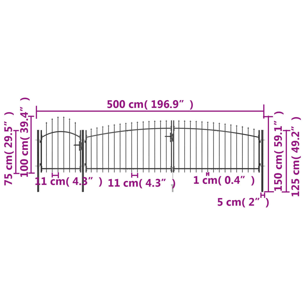 Garden Fence Gate Woerden With Spear Top 5X1 M Black