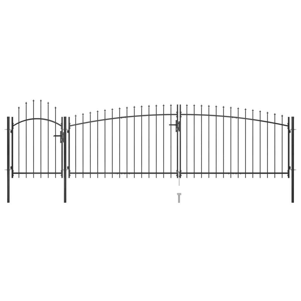 Garden Fence Gate Woerden With Spear Top 5X1.25 M Black
