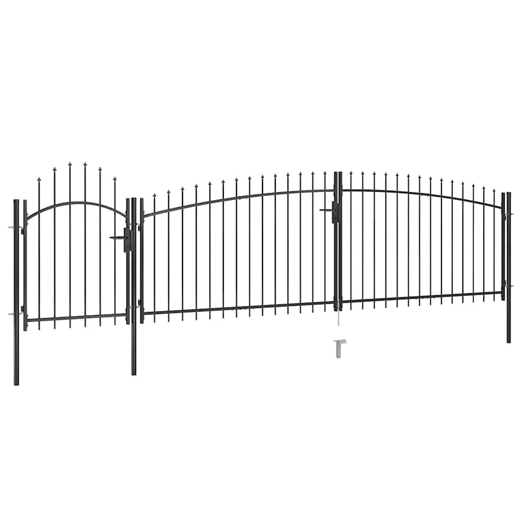 Garden Gate Black Double 5m Steel Driveway Fence Lockable Arched Woerden 5 x 2 m