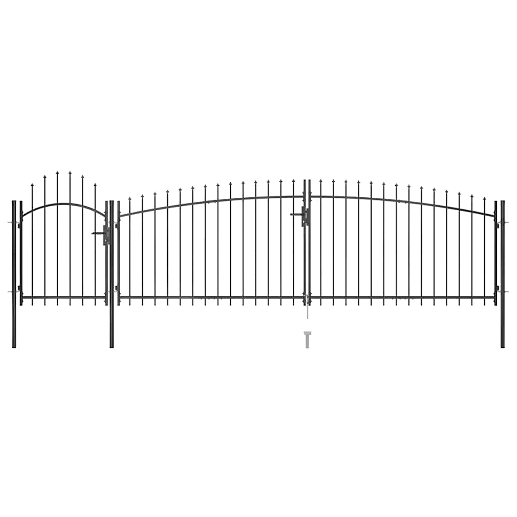 Garden Gate Black Double 5m Steel Driveway Fence Lockable Arched Woerden 5 x 2 m