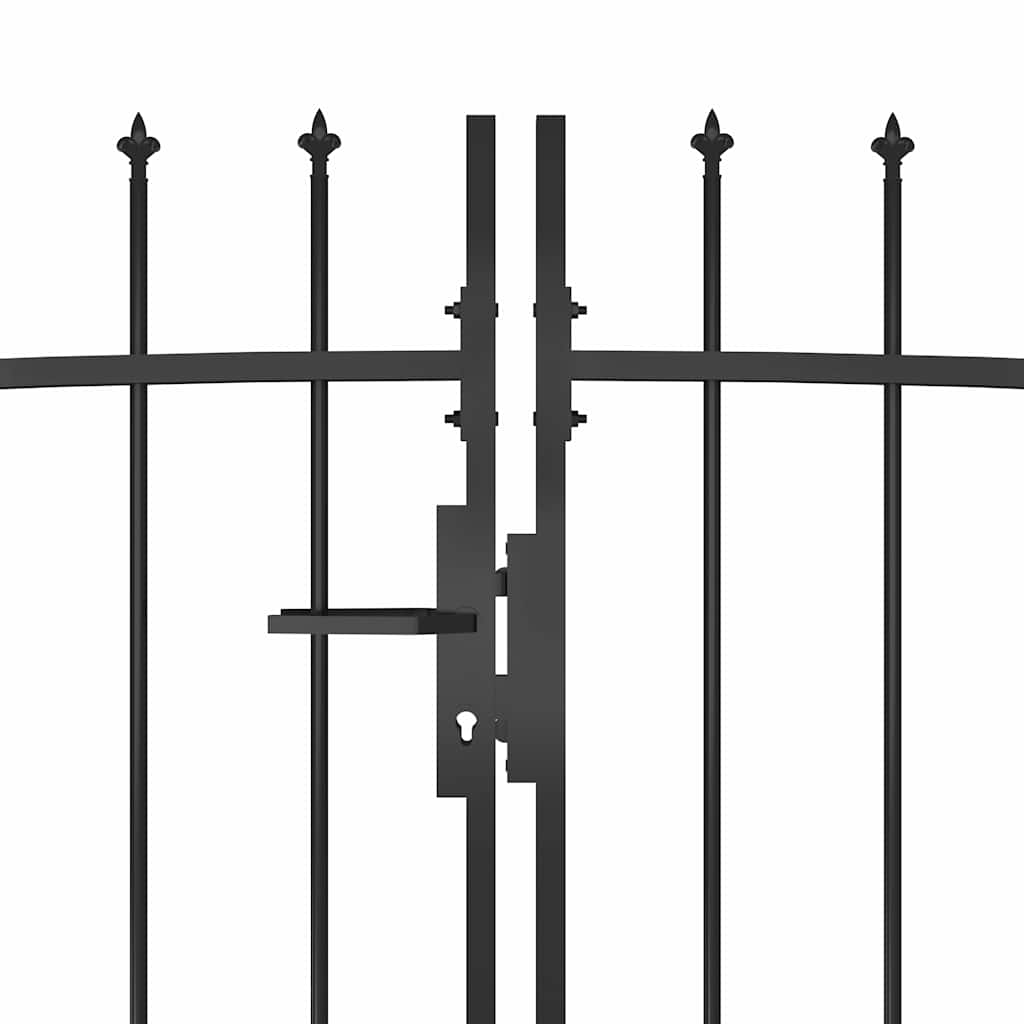 Garden Gate Black Double 5m Steel Driveway Fence Lockable Arched Woerden 5 x 2 m