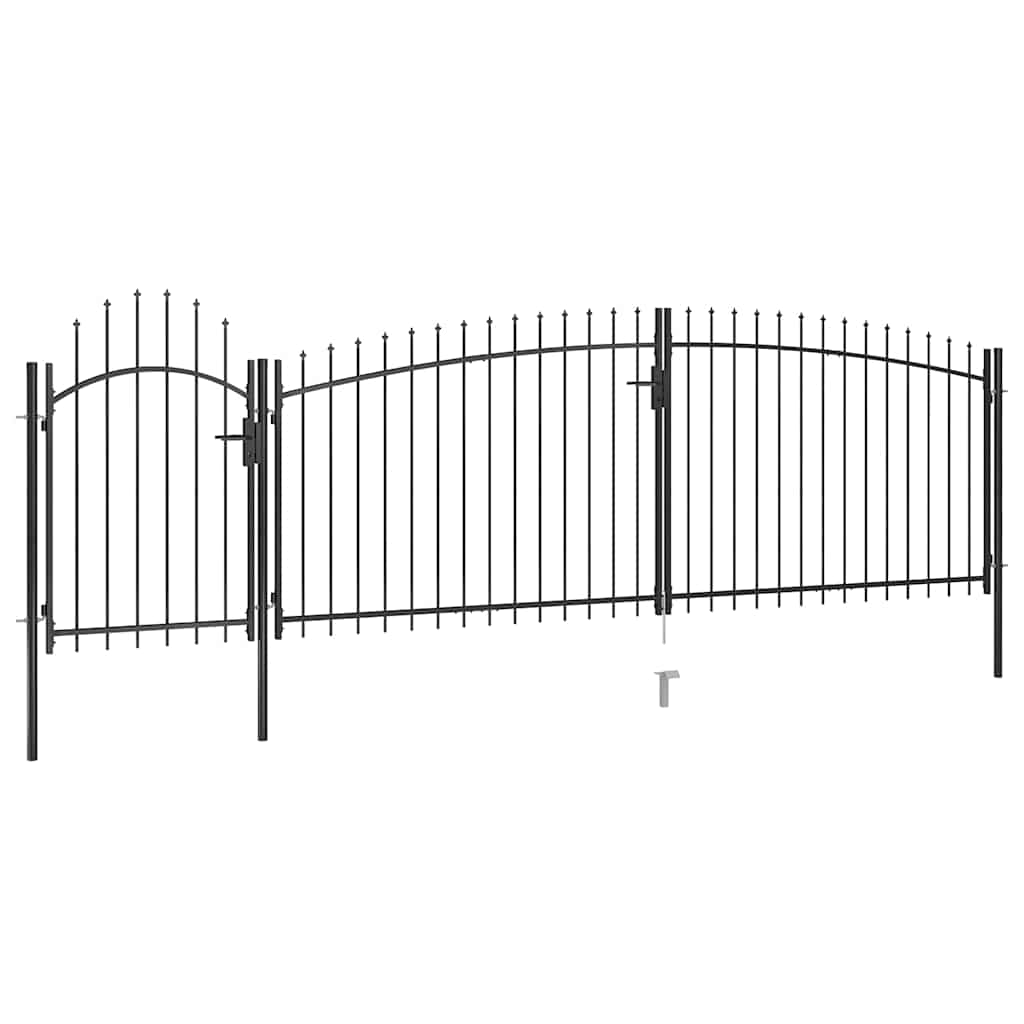 Garden Gate Black Double 5m Steel Driveway Fence Lockable Arched Woerden 5 x 2 m