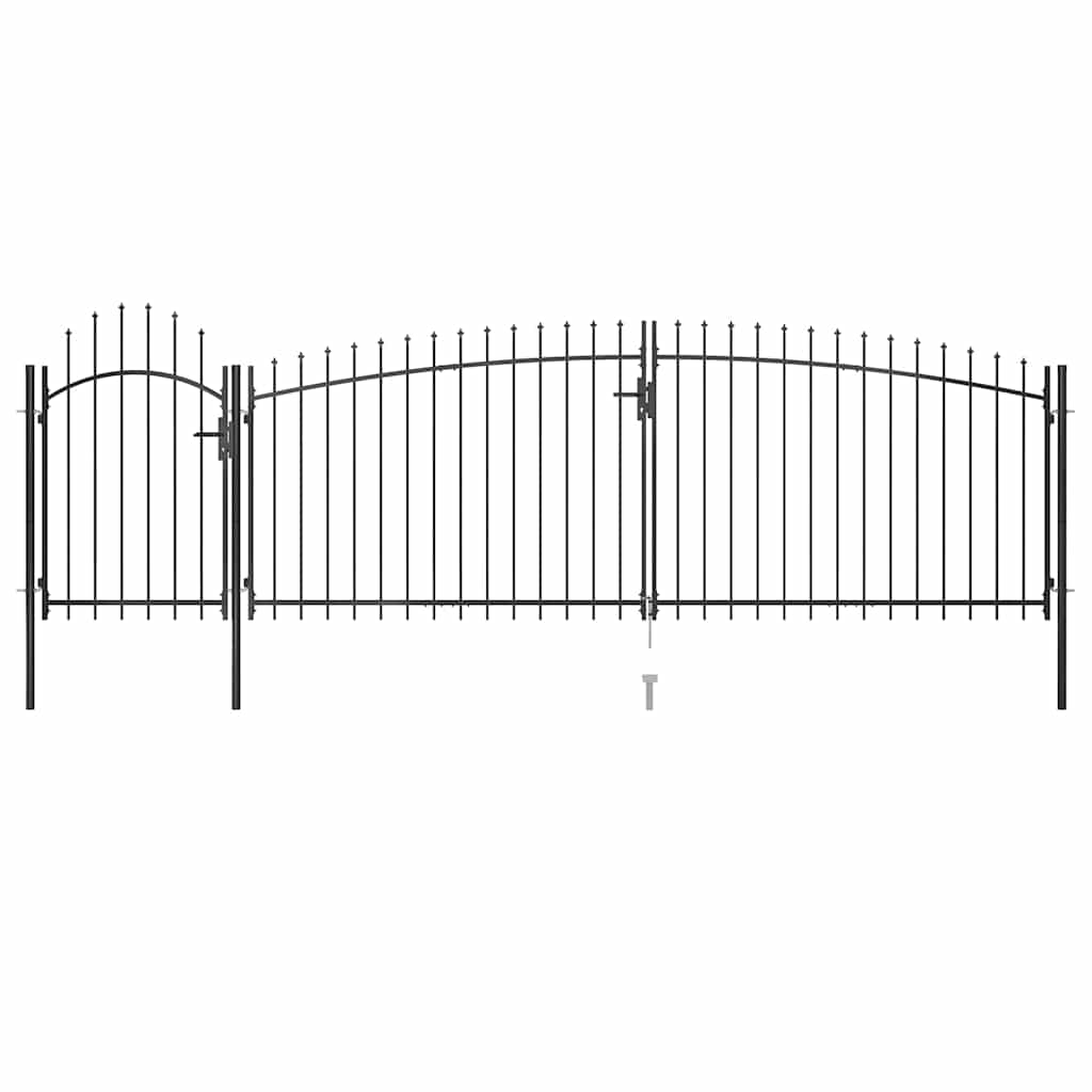 Garden Gate Black Double 5m Steel Driveway Fence Lockable Arched Woerden 5 x 2 m